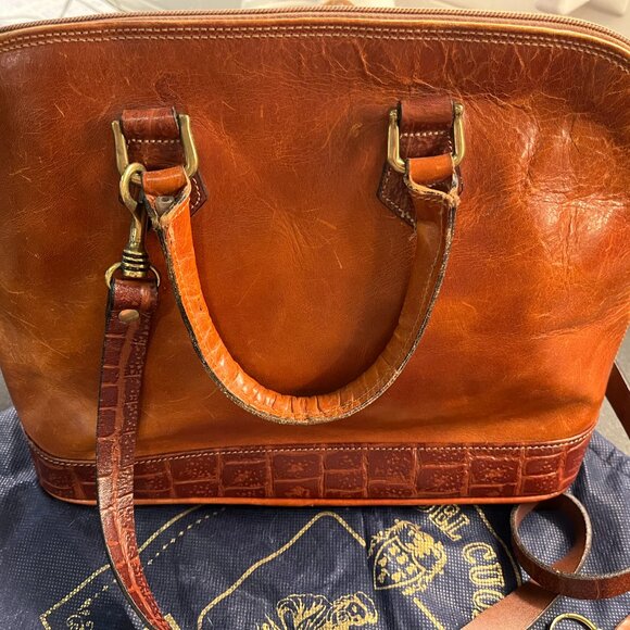 Vintage Peruzzi Italian Tan Leather Tote Bag - Picture 2 of 4